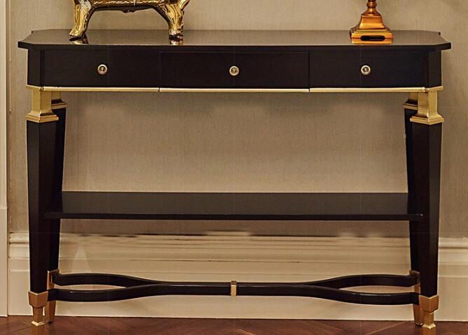Wooden 48'' W Luxury Bedroom Furniture With Metal Legs , Antique Hotel Desk 0