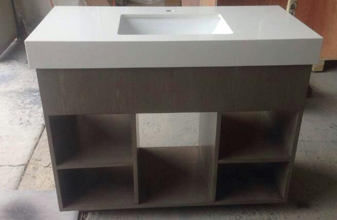 Custom Open Cube Solid Wood Bathroom Vanities Without Tops White Quartz 0