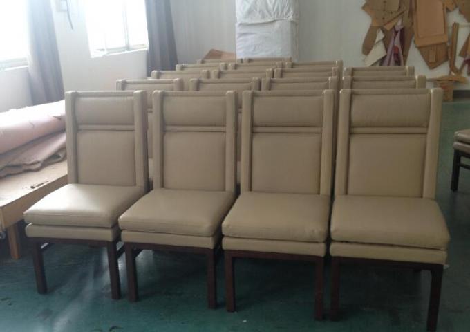 Leather Beige Color Upholstered Dining Chairs With Black Legs / High Denisty Foam 1