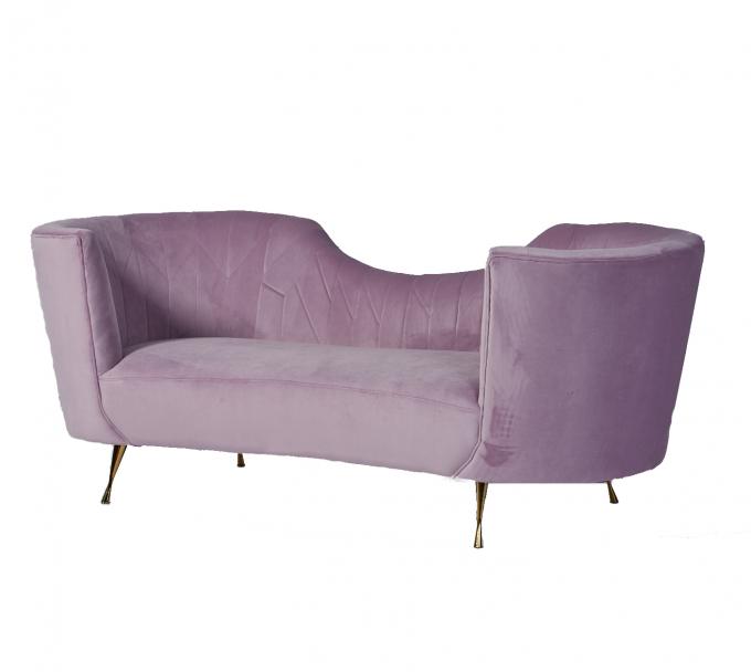 Upholstery Unique Arc Baby Pink Curved Velvet Couch 0