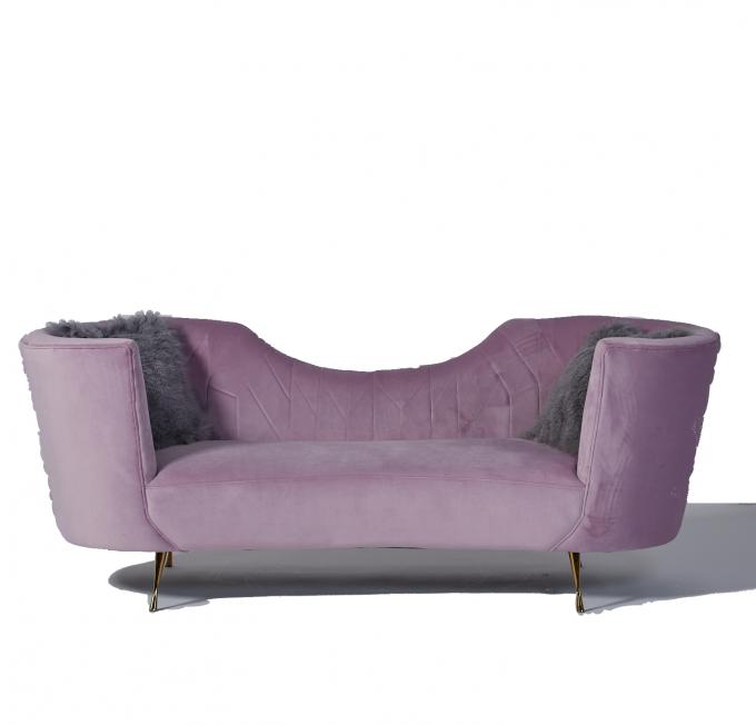 Upholstery Unique Arc Baby Pink Curved Velvet Couch 1