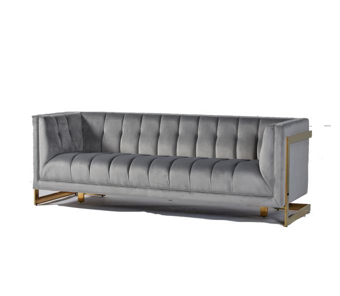 Velvet Fabric Tufted Modern Living Room Sofa With Hallow Metal Legs 1