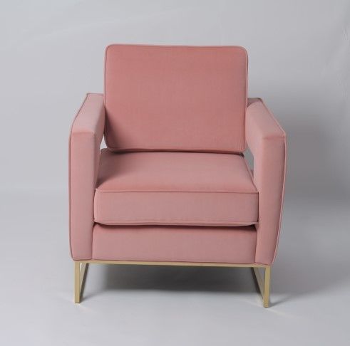 Pink Velvet Living Room Leisure Arm Sofa Chair With Stainless Steel Legs 0