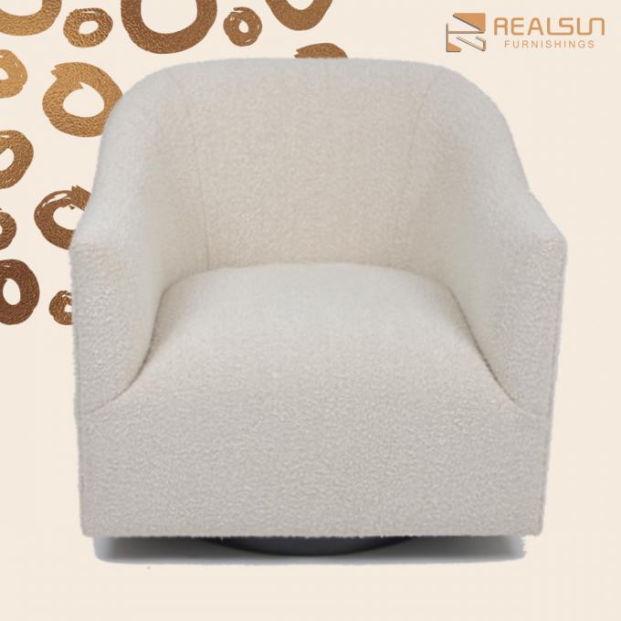 Modern Living Room Luxury Fabric Fluffy Single Beige Armchair 0