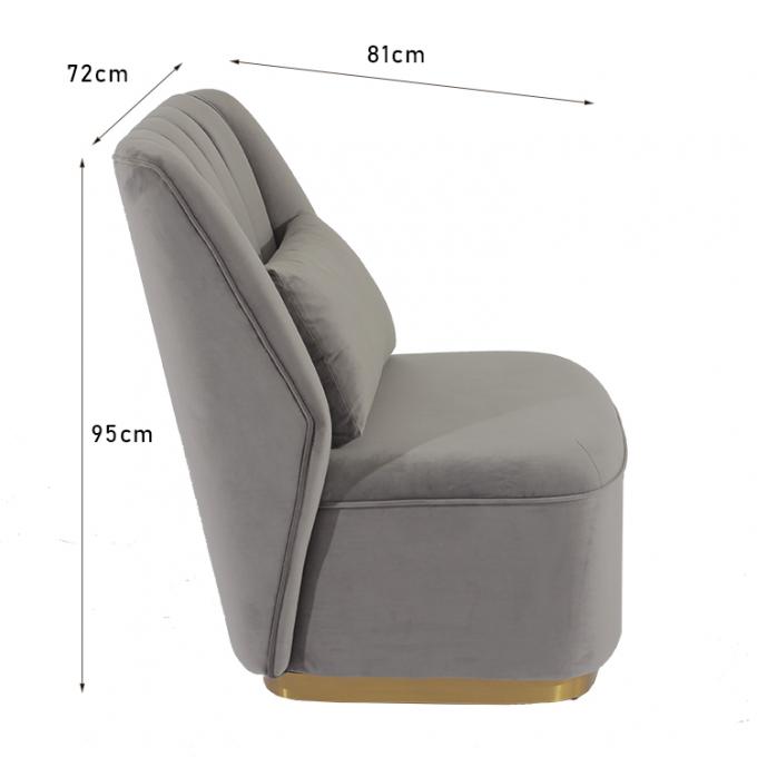 95cm Height Leisure Velvet Fabric Gray Armchair For Cafe 0