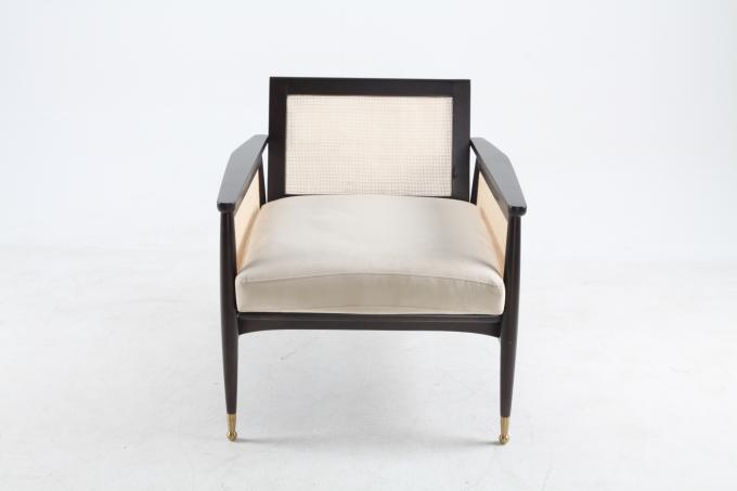 Living Room Wooden Linen Fabric Rattan Woven Chairs Customized 0