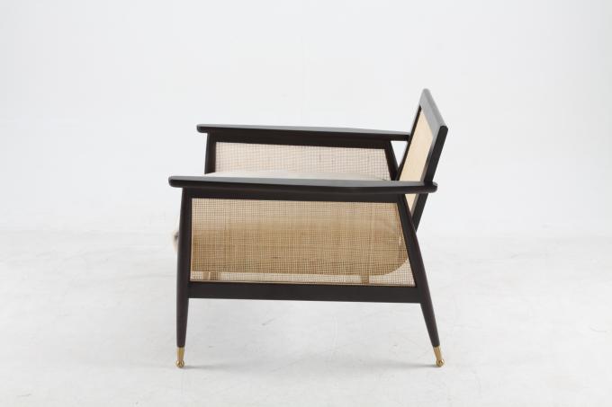 Living Room Wooden Linen Fabric Rattan Woven Chairs Customized 3
