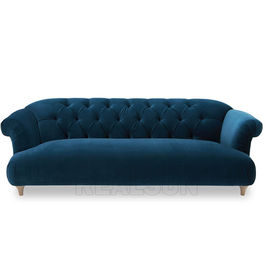 Wood Recliner Upholstered Living Room Furniture Linen Fabric Luxurious Banquet Couch