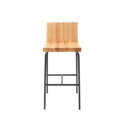 Stain Steel Base Counter Height Modern Bar Stools Solid Wood Back Metal Frame