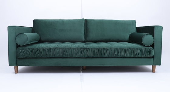 Giá tốt. Retro Industrial Style Velvet Fabric 3 Seater Sofa Homestay Light Luxury Green trực tuyến