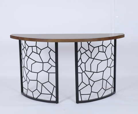Giá tốt. Custom Curved Front Console Table With Wood Top And Decorative Iron Base trực tuyến