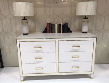 Giá tốt. White High Gloss Hotel Room Dresser 6 Drawers With Metal Strip , PU Lacquer Paint trực tuyến