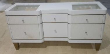 Giá tốt. White Color Oak Bathroom Storage Cabinet With Drawers , Quartz Stone Top trực tuyến