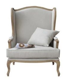 Giá tốt. Elegant Oak Wooden Leisure Chair Linen Fabric Vintage Style Armchair trực tuyến