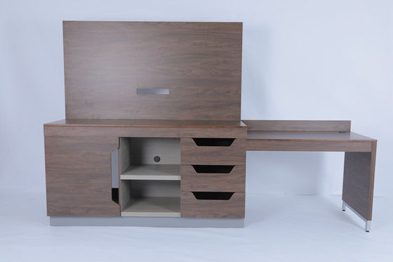 Giá tốt. Phòng ngủ hiện đại Custom Expansive Linear TV Panel And Desk Cabinet Cho khách sạn Hilton trực tuyến