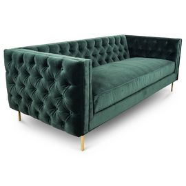 Giá tốt. Golden Metal Leg Button Tufted Sofa Sets For Wedding / Living Room , Black Velvet Fabric trực tuyến