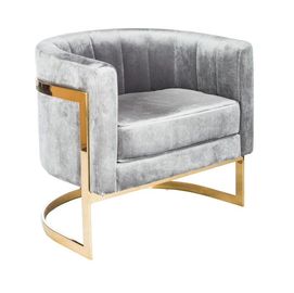 Giá tốt. Home furniture Grey velvet Curved Event Furniture Rental Golden Stainless Steel Metal Leisure Single Sofa button tufted trực tuyến