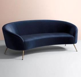 Giá tốt. Home furniture blue velvet Fabric Upholstery Furniture Event Furniture Rental Metal Sofa with 4 brass leg In Black Color trực tuyến
