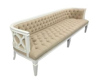 Giá tốt. Nature Oak Wood Chesterfield Corner Sofa , Chesterfield Couch White Finish Frame trực tuyến