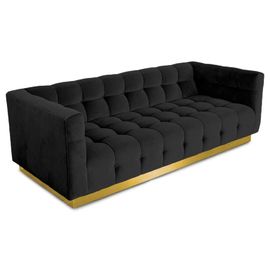 Giá tốt. European furniture luxury classic recliner  black Velvet living room sofa with golden metal base trực tuyến