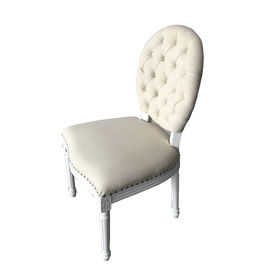 Giá tốt. French style vintage natural oak white wood frame fabric dining chair trực tuyến