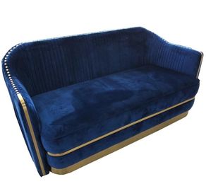 Giá tốt. Hot sale luxuty blue velvet gold metal base fabric chesterfield sofa with gold neilheads for living room or meeting room trực tuyến