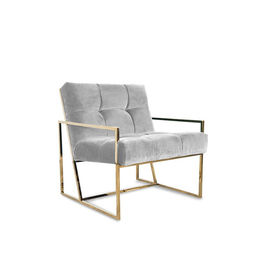Giá tốt. Navy Blue Velvet Golden Stainless Single Modern Leisure Chair With Button Furniture trực tuyến