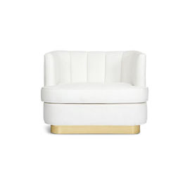 Giá tốt. White velvet Fabric Chinese Style Single Accent Leisure Home Living Room Club Armchair Lounge Arm Chair golden base trực tuyến