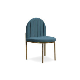 Giá tốt. home furniture Dining Chair in Bule Channel Tufted Velvet fabric back with 4 metal golden brass leg trực tuyến