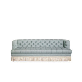 Giá tốt. New Design Classics Style Living Room Sofa  3 Seater Grey Velvet Fabric Sofa With Fashionable Tasseles trực tuyến