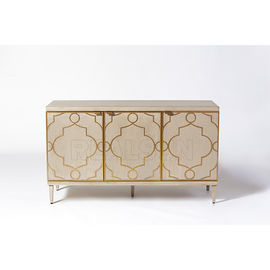 Giá tốt. Solid Oak Wooden Frame Three Cabinets Media Console With Brass Tab Pulls trực tuyến