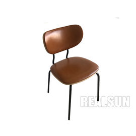 Giá tốt. PU Leather Fabric Wood Back Dining Chairs Black Metal Leg Metal Base For Restaurant trực tuyến