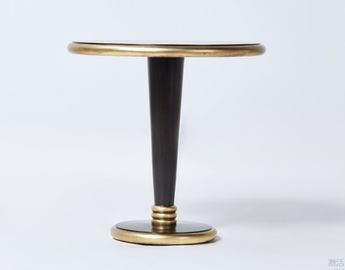 Giá tốt. Walnut Wood Veneer Round Dining Table With Solid Wood Edge And Gold Leaf Base trực tuyến