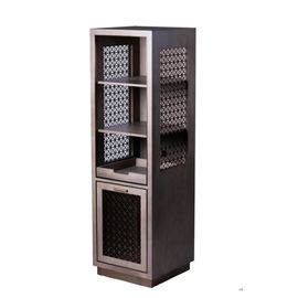 Giá tốt. Quarter Cut Oak Wood Veneer With Metal Mesh Side Panel Fridge Cabinet Dry Bar Unit trực tuyến