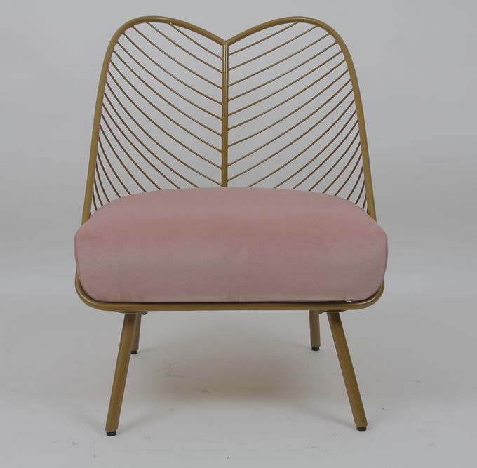 Fashion Metal Golden Living Room Leisure Chair Commercial Leaf Pattern Design 4
