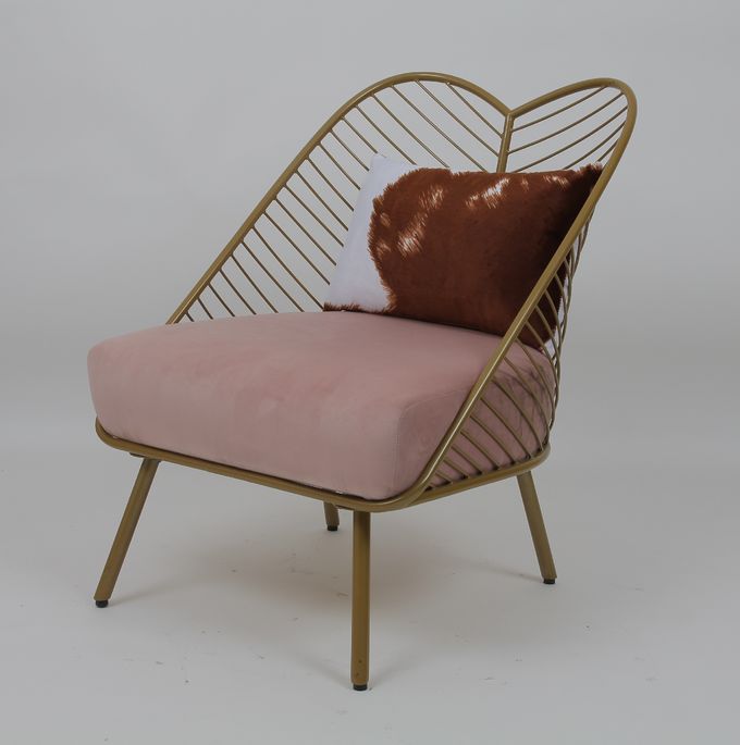 Fashion Metal Golden Living Room Leisure Chair Commercial Leaf Pattern Design 3