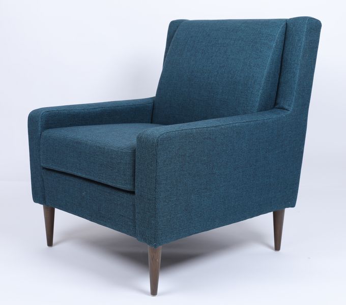 Living Room Blue Fabric Single Armchair Sofa Wood Frame Modern Comfortable 1