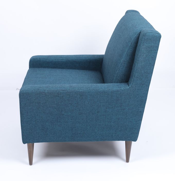 Living Room Blue Fabric Single Armchair Sofa Wood Frame Modern Comfortable 0