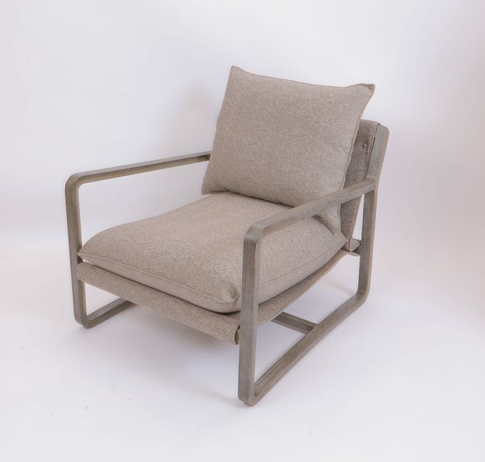 Hotel Bedroom Solid Oak Wood Lounge Chair Stainless Steel Base 1