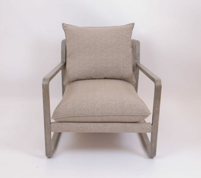 Hotel Bedroom Solid Oak Wood Lounge Chair Stainless Steel Base 0