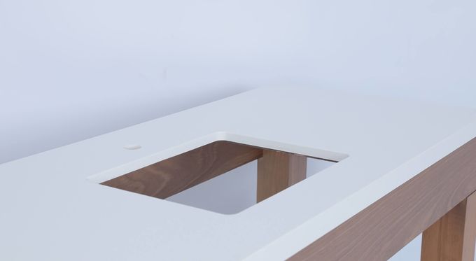 Khách sạn thương mại Oak Veneer phòng tắm màu với bàn điều khiển gỗ 3