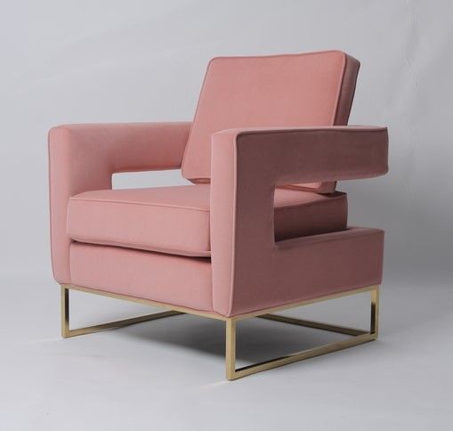 Pink Velvet Living Room Leisure Arm Sofa Chair With Stainless Steel Legs 1