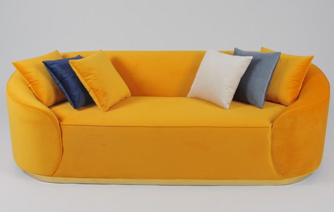 Living Room Fabric Velvet Sofa With Metal Base 2