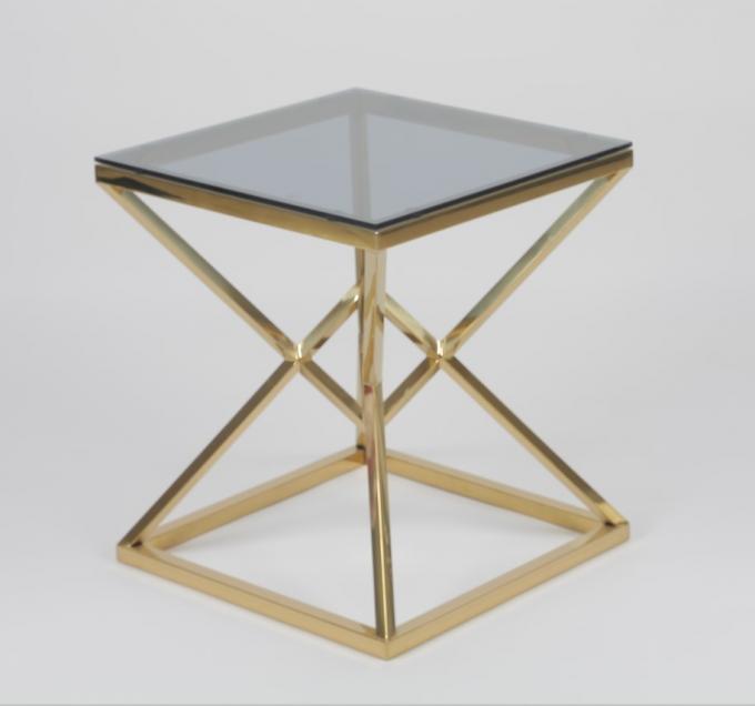 50x50cm Modern 0.47cbm Stainless Steel And Glass Coffee Table 5