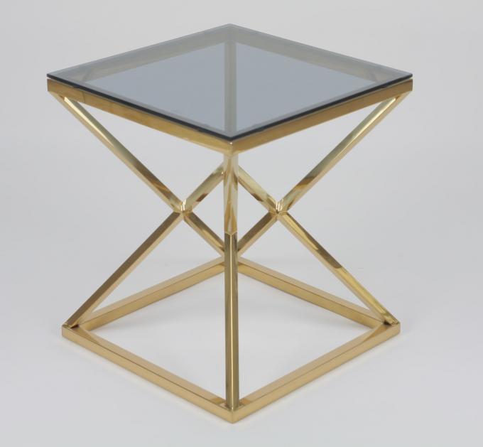 50x50cm Modern 0.47cbm Stainless Steel And Glass Coffee Table 4