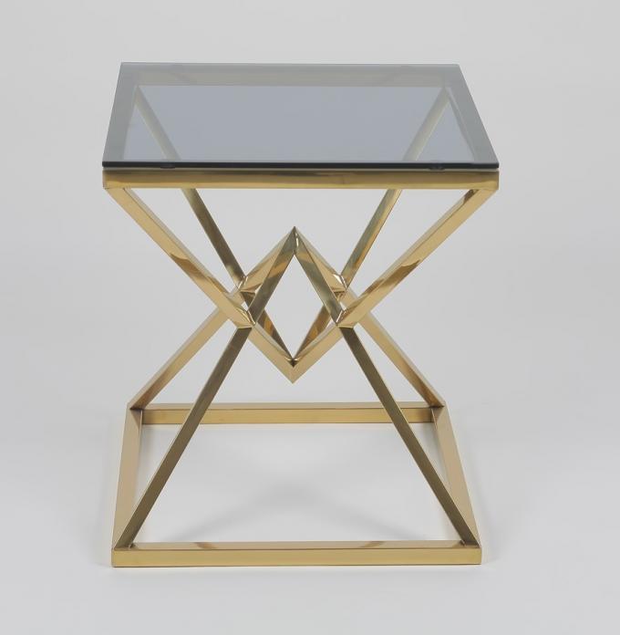 50x50cm Modern 0.47cbm Stainless Steel And Glass Coffee Table 2