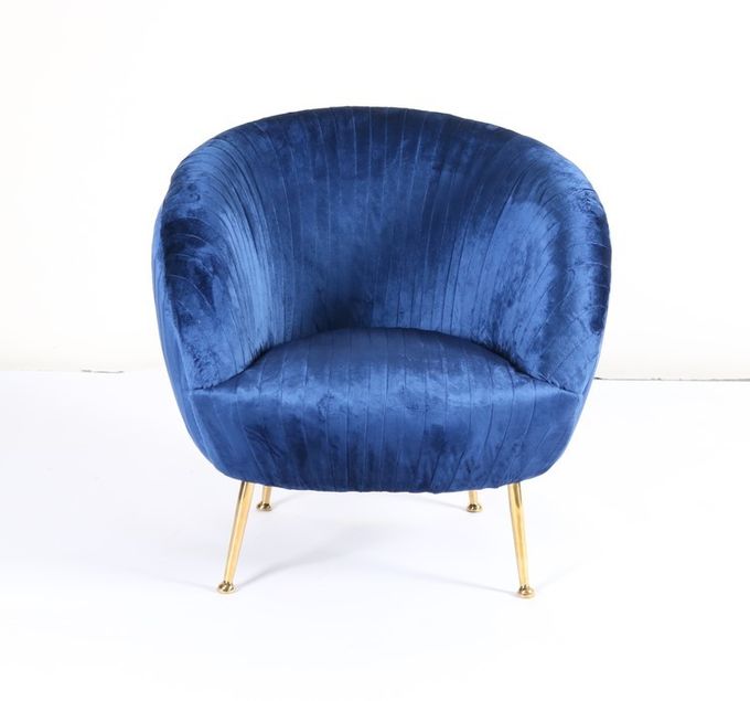 Modern Dark Blue Velvet Accent Armchair 75cm Height 4