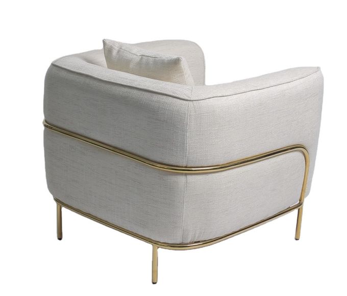 fabric 89*85*90CM Upholstered Lounge Chair With Gold Stainless Steel 3