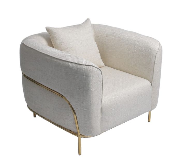 fabric 89*85*90CM Upholstered Lounge Chair With Gold Stainless Steel 2