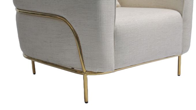 fabric 89*85*90CM Upholstered Lounge Chair With Gold Stainless Steel 1